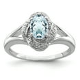 thumbnail image 1 of Sterling Silver Rhodium-plated Diam. & Aquamarine Ring Size 9, 1 of 2