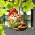 thumbnail image 4 of HAHUT Funny Garden Gnomes Decorations Outdoor Cute Resin Hammock Gnome Hanging Statues Garden Decor Backyard Art (Green), 4 of 10