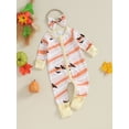 thumbnail image 3 of FEORJGP Infant Baby Halloween Jumpsuit Newborn Zip Front Romper Cartoon Print Long Sleeve Bodysuit  Footless Romper and Bow Headband Cute Soft Warm Outfits, 3 of 9