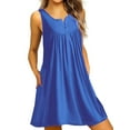 thumbnail image 1 of Bellella Ladies Sundress Button Mini Dress Solid Bohemian Flowy Ruched Tank Summer Dresses Light Blue 5XL, 1 of 4