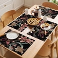 thumbnail image 5 of Gold Pink Flowers Placemats Set of 1, Country Vintage Watercolor Floral Leaf Black Non-Slip Place Mats Washable Table Mats for Kitchen Dining Table Decorations Indoor/Outdoor, 5 of 9
