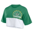 thumbnail image 2 of Women's Fanatics Green/White Green Bay Packers Boxy Color Split Cropped T-Shirt, 2 of 3