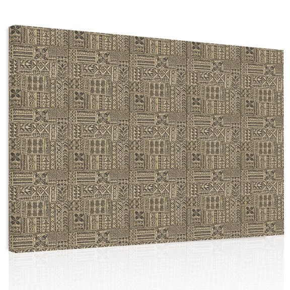 Abstract Blocks Canvas Print Wall Art Brown Taupe Tribal Motif Earthy Ethnic Pattern Art Wall Decor Modern Artwork Paintings Pictures for Living Room Stretched Ready to Hang - 12" x 16"