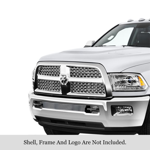 2010-2018 Ram 2500 Tow Hook Show/ 2010-2018 Ram 3500 Tow Hook Show 304 Stainless Steel Polished Finish 8X6 Horizontal Billet Stainless Steel Billet Grille