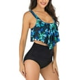 thumbnail image 2 of Swimsuits for Women Two Piece Tankini Flounce Top Tummy Control High Waisted Bottom Swimming Bathing Suits Bikini Set, 2 of 6