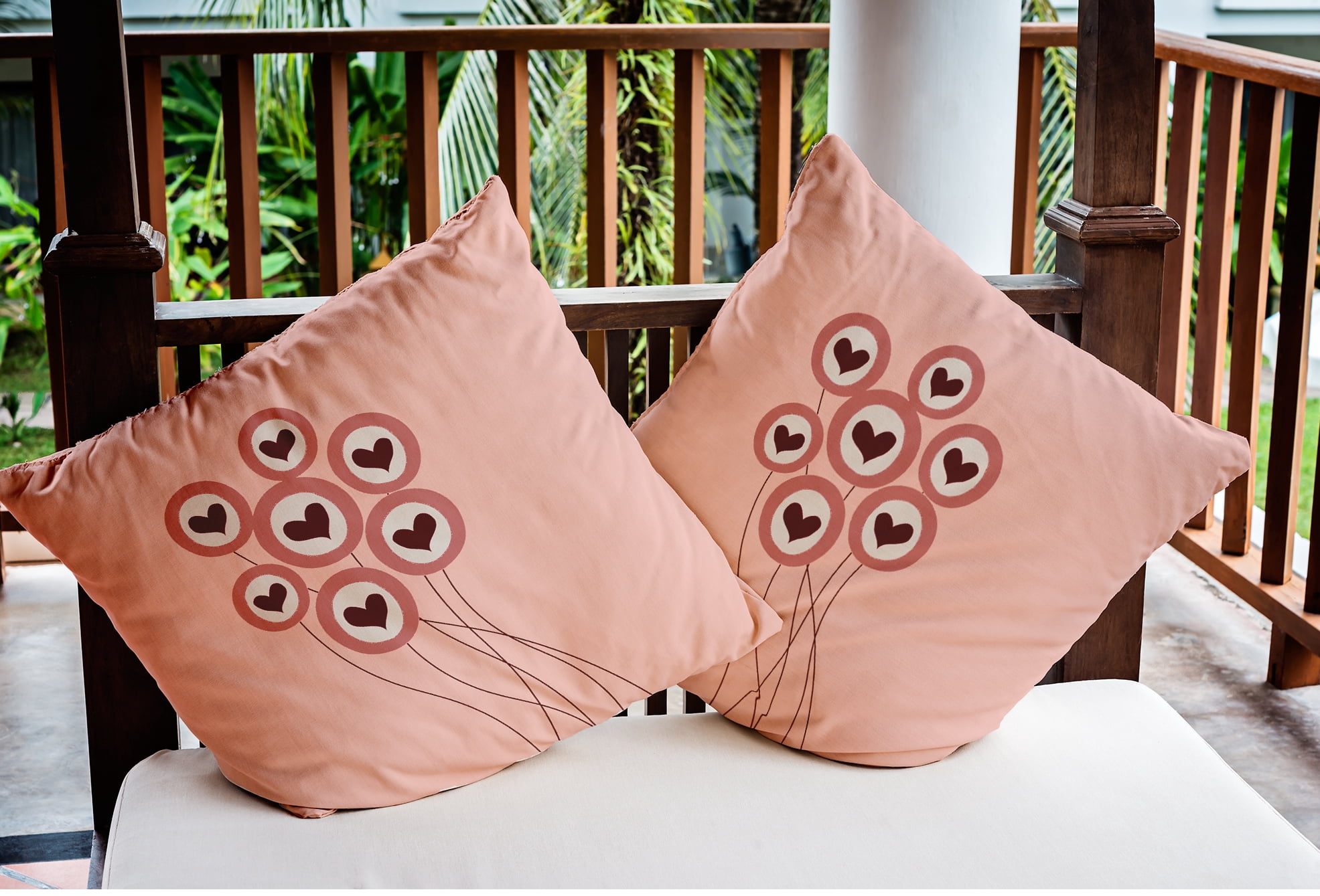 Simply Daisy 16 inch Love Balloons Valentines Indoor/Outdoor Throw Pillow