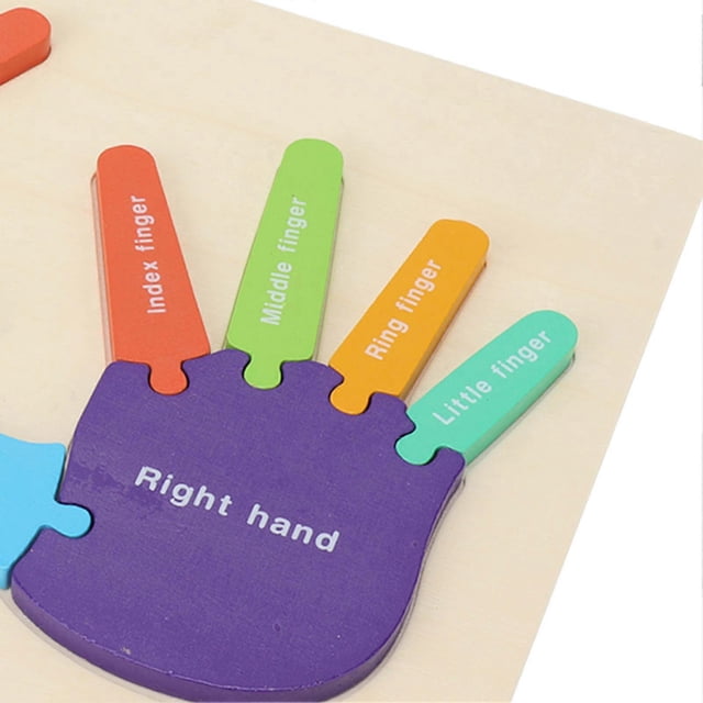 Jigsaw Puzzle Toy Palm Shape Color Cognition Educational Durable Wooden Puzzle Toys for Toddlers