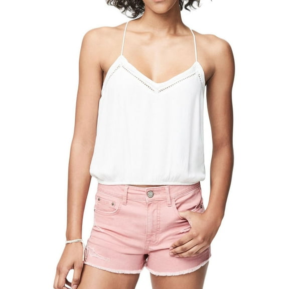 Aeropostale Womens Racerback Knit Blouse, White, Juniors, X-Large