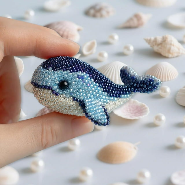 Octopus Bead Embroidery Kit, DIY Animal 3D Bead Embroidery Craft Kit with Full-Color Instructions, Marine Life Bead Embroidery Kit for Beginners, Suitable for Craft Enthusiasts (2 Pieces)