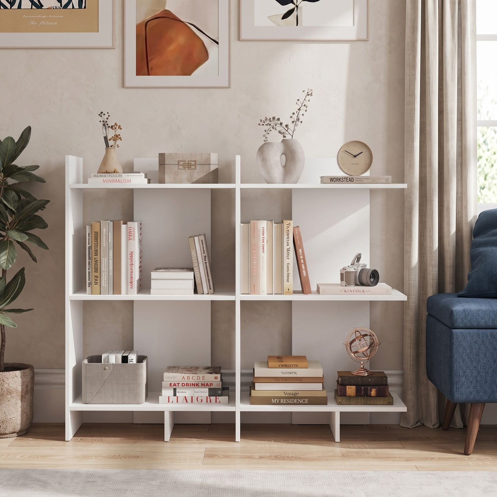 Furnibear 3 Tier Wooden Bookshelf with Anti-Tipping Kit, Freestanding Open Bookcase Display Storage Shelf for Living Room Bedroom Home Office, Engineered Wood, White