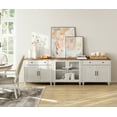 thumbnail image 3 of WAMPAT Farmhouse 100 Inch TV Stand, White Entertainment Center with Storage Cabinets & Drawers, 3 of 8