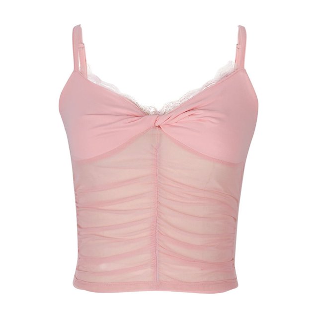 Puntoco Camisola sin mangas para mujer, de gasa, con escote en V y color liso, a la moda, para mujer