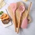 thumbnail image 5 of Non-Stick Silicone Kitchen Utensils Set with Natural Acacia Hard Wood Handle, BPA Free, Baking,  Cooking Utensils,Pink, 5 of 5