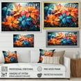 thumbnail image 4 of Designart "Red Blue Poinsettia Flower Surreal Dream " Floral Floater Framed Wall Art Living Room, 4 of 7