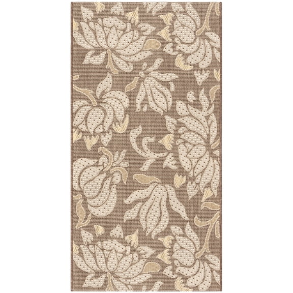 Safavieh Courtyard Bogdan Floral Indoor/Outdoor Area Rug, Light Chocolate/Cream, 2'7" x 5'