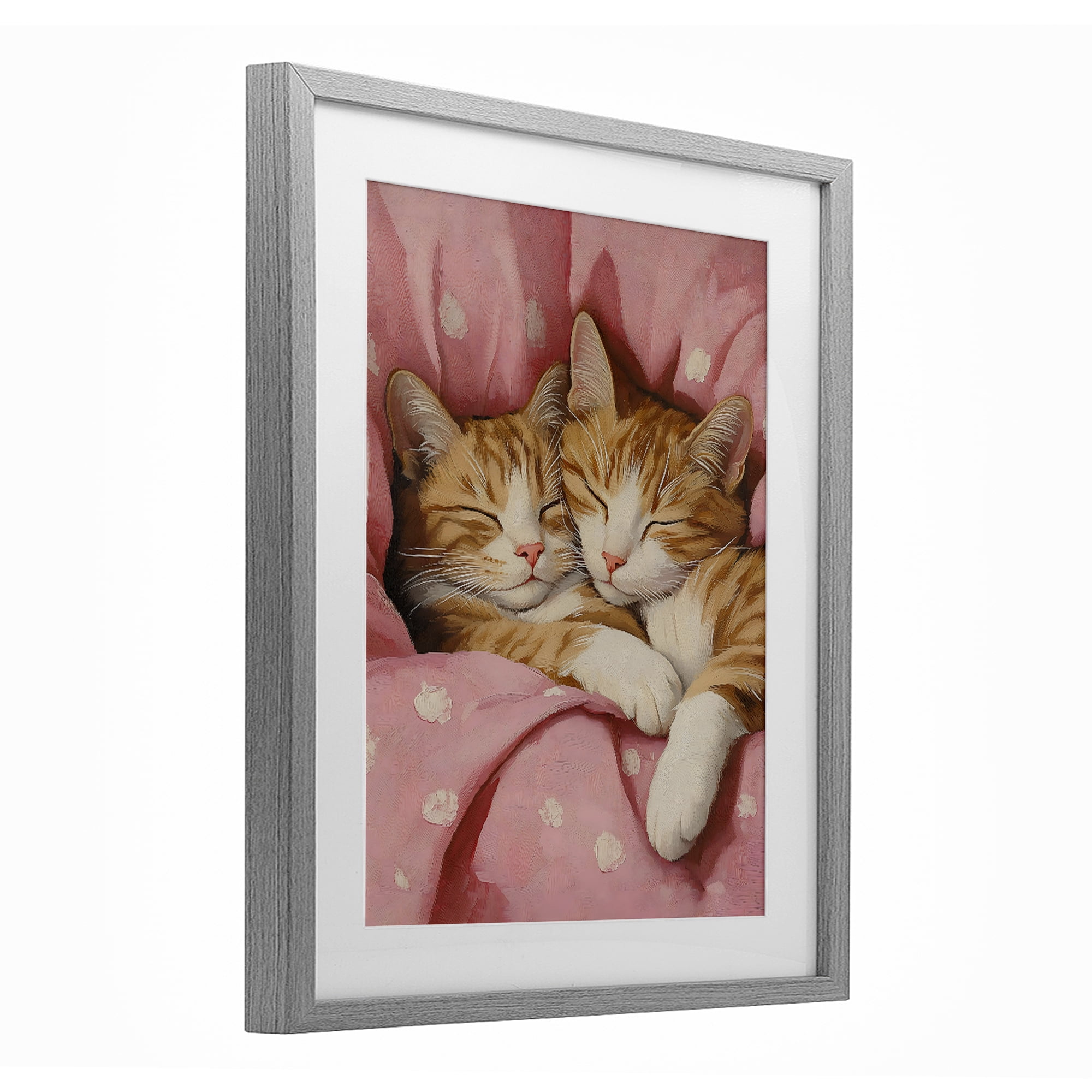 Stupell Industries Sleeping Orange Cats Embrace Gray Framed Print Under Glass, design by The Prints Vibe