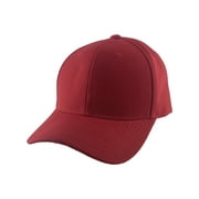 Blank Fitted Curved Cap Hat, Red 7 5/8