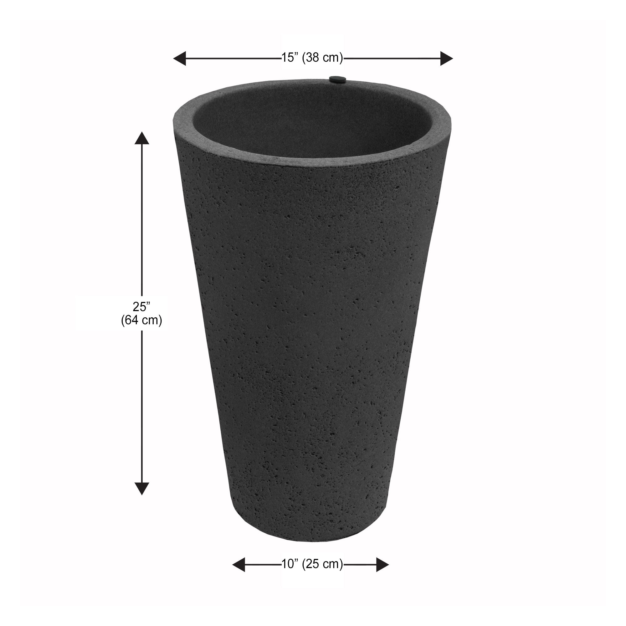Algreen Crete 25" Self-Watering Planter, Tall, Black Resin