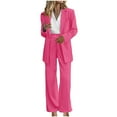 thumbnail image 3 of Jinhomg Womens Business Office Outfits Open Front Notched Neck Blazer Jacket with High Waist Long Pants 2 Piece Suit Sets Pink XXL, 3 of 7
