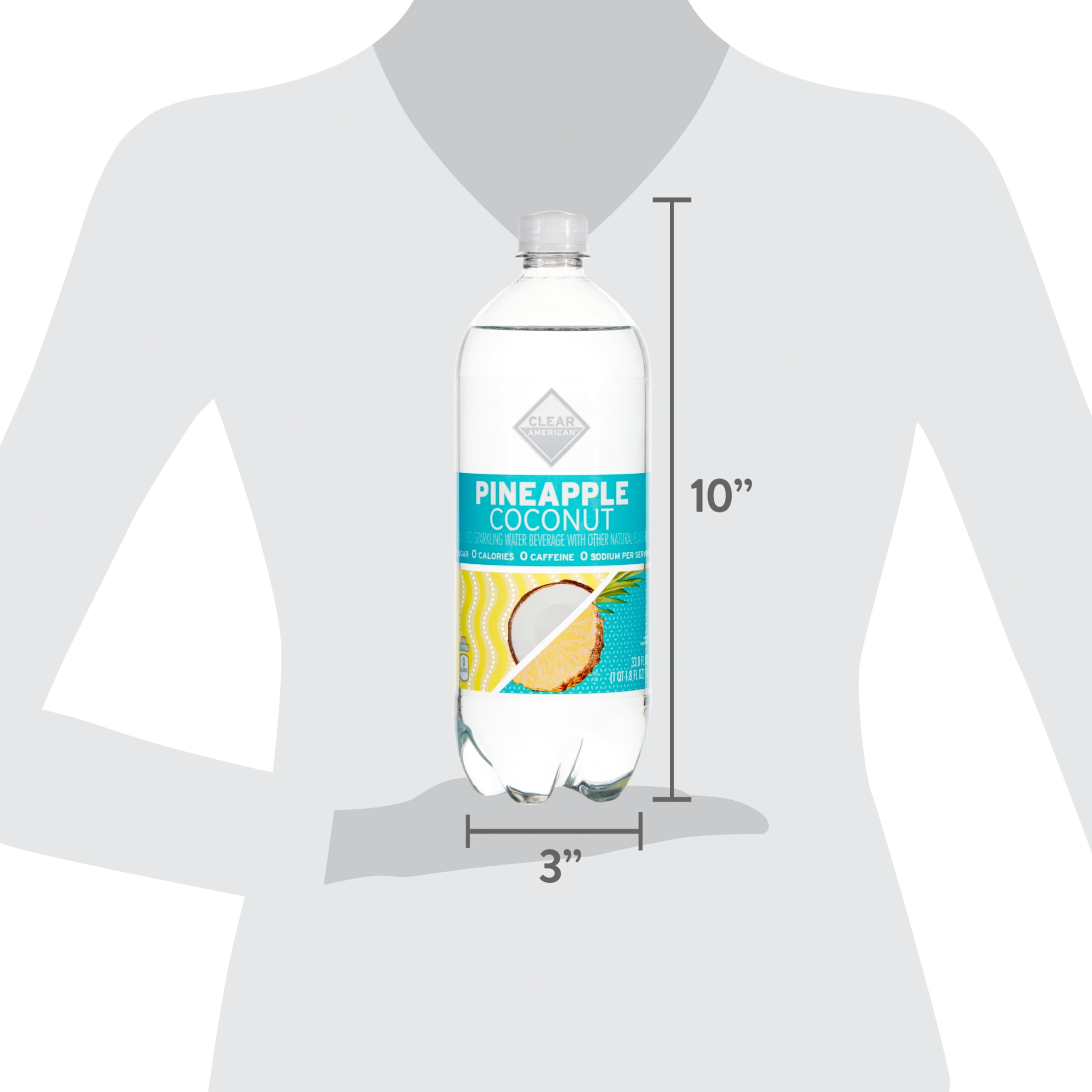 Clear American Pineapple Coconut Sparkling Water, 33.8 fl oz, Bottle