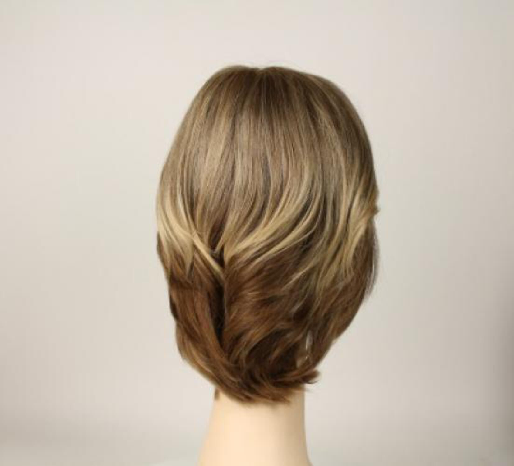 European Human Hair Freeda Wig Regina Light Blonde With Darker Roots Multi-Directional Skin Top Size M