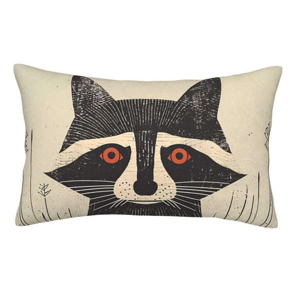 Kdxio Cotton Pillow Cases 14"x20" Pillowcases,Soft and Breathable Bedroom Pillow Cases-Retro Raccoon Graphic Print-No Pillow Core