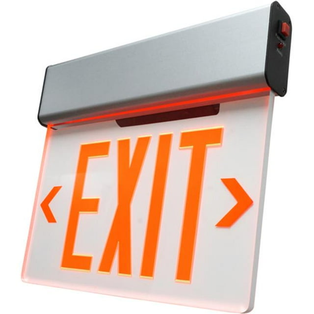 Nicor Lighting EXL2-10UNV-AL-CL-R-1 12.75 in. Edge Lit LED Emergency Exit Sign, Clear & Red