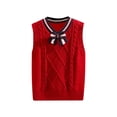 thumbnail image 1 of ManxiVoo Children Knit Sleeveless Sweater Vest Lightweight Breathable Layering Piece for Spring and Fall 110 Size Red, 1 of 8