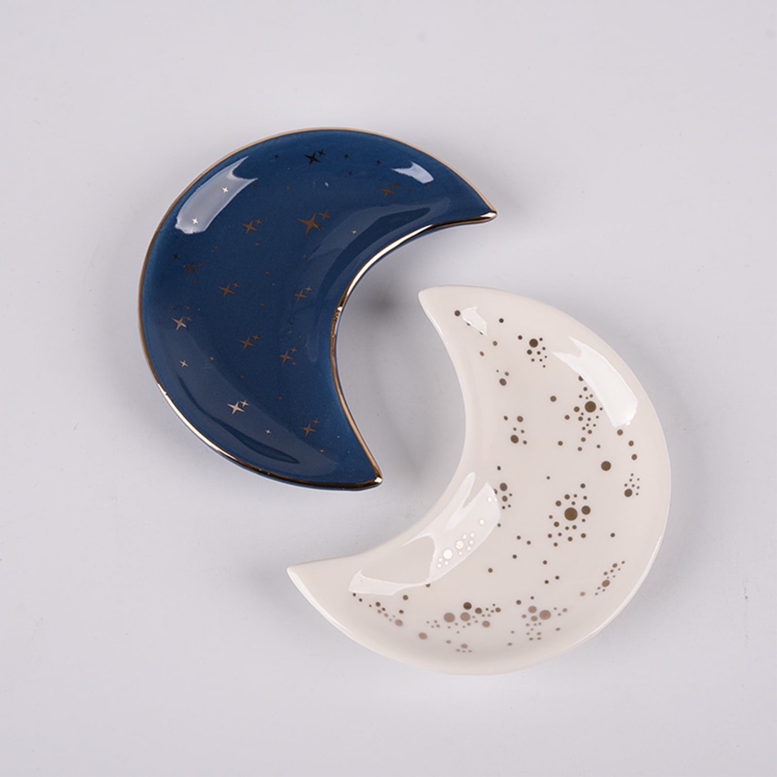 Grandest Birch Moon Shape Decorative Jewelry Dish Ceramic Engagement Rings Trinket Dish Wedding Decor Moon Shape Anti-Deformed Dec