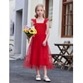 thumbnail image 3 of Vestido Arshiner rojo para niñas de 5 a 6 años con correa elástica, 3 of 5
