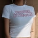 thumbnail image 5 of Camiseta de mujer Jumpingount corta delgada con cuello redondo top corto con letras impresas blanco M AP001464-01B, 5 of 7