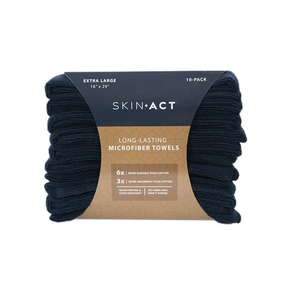 SKINACT Microfiber Towels 10 Count (Black)