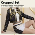 thumbnail image 2 of G'irl's Costume Set for Halloween, Black & Gold Idol Stage Cosplay Outfit for Performance Accessories, Skirt & Top, 2 of 4