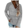 thumbnail image 1 of Hauts Décontractés pour Femmes Mode Femmes Décontracté Uni Col en V Manches Longues Chandail à Capuche Blouse Hauts Mode Hauts pour Femmes Hauts pour Femmes Décontracté Manches Longues pour Femmes Chandail à Capuche Femmes, 1 of 6