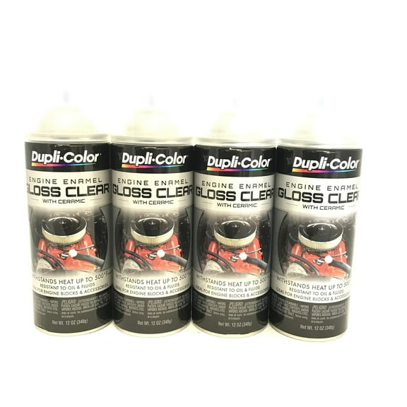 Duplicolor DE1636-4 PACK Engine Enamel with Ceramic Gloss Clear Color - 12 oz Aerosol Can