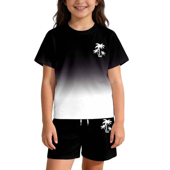 shqvo Cute 2T Boy Outfits,Girls Summer Gradient Print Lightweight Playful Outfit Set With Bright Patterns for Kids And Toddlers