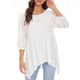 thumbnail image 3 of Blusa holgada para mujer, manga 3/4, cuello redondo, con aberturas irregulares, 3 of 7