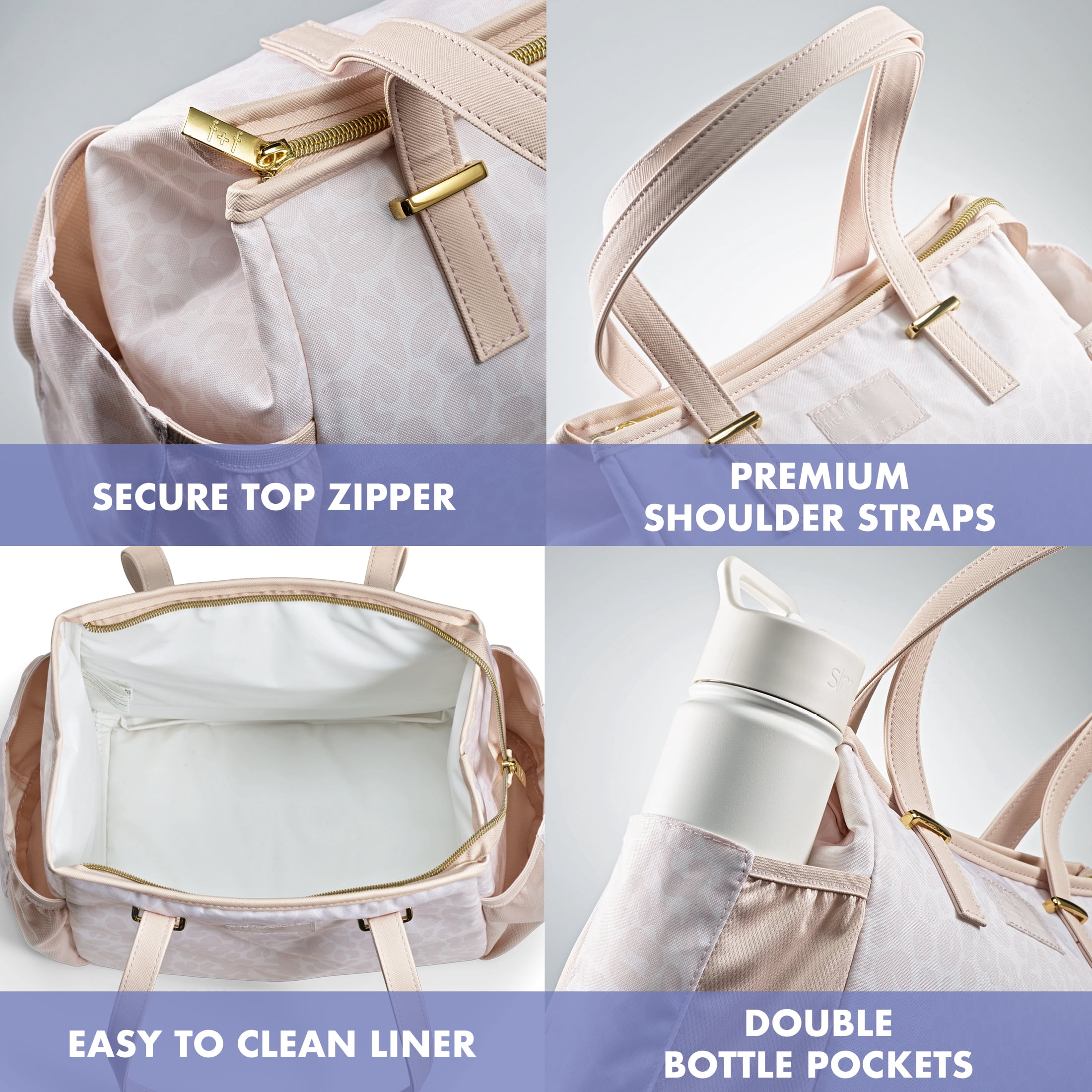 Fit + Fresh Copley Insulated Lunch Bag for Women, Ivory Leopard Print