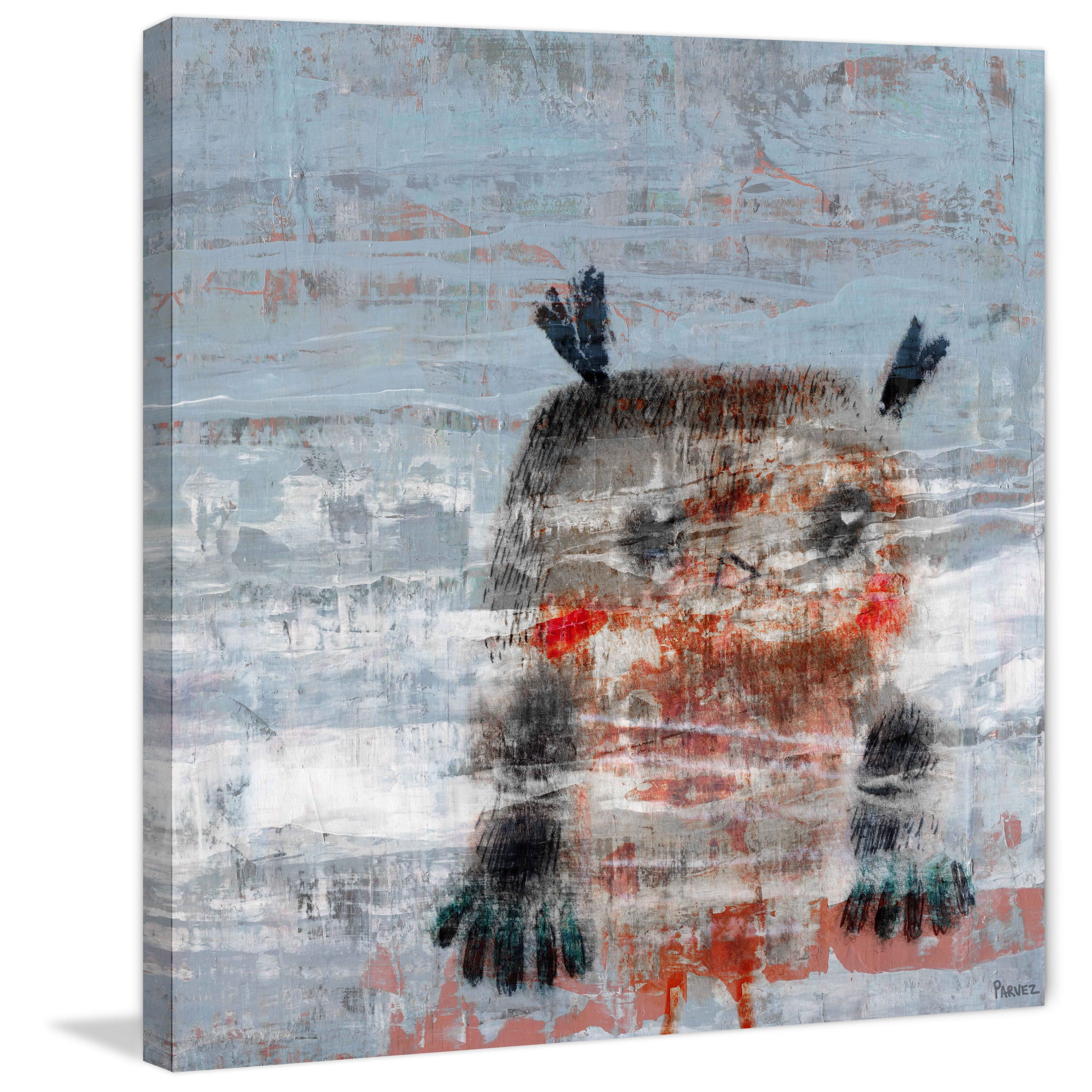 Owl Storm Painting Print on Wrapped Canvas