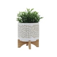thumbnail image 3 of 8" CHEVRON PLANTER W/ WOOD STAND, BEIGE 06873, 3 of 9