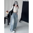 thumbnail image 4 of PLHWHYQ Girls Baggy Wide Leg Jeans Elastic Waist Denim Pants | Y2K High Waisted Straight Leg Jeans,Denim Pants Blue 13-14 Years, 4 of 7