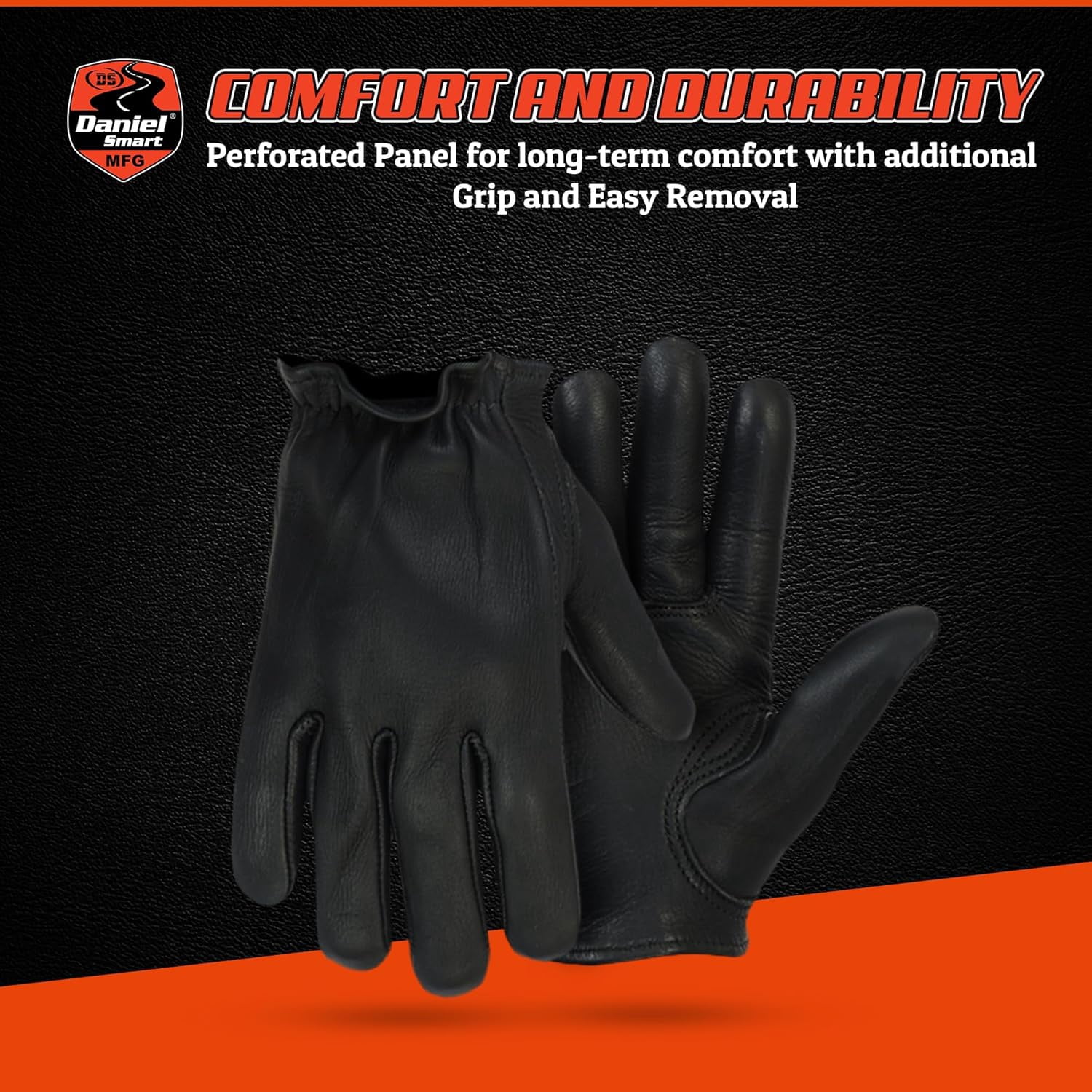 Daniel Smart Men’s Leather Gloves Premium Naked Goat Unlined Motorcycle Leather Gloves with Short Wrist