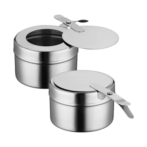 2 soportes para combustible de acero inoxidable con tapa de seguridad, 6,09 x 3,54 x 2,36 pulgadas. Caja para latas de alcohol para camping al aire libre.
