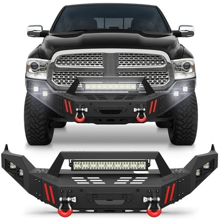 POFENZE Front Bumper for Dodge Ram 1500 2013-2018 and Ram 1500 2019-2024 Classic Truck Bumper for Ram 1500 with Winch Plate
