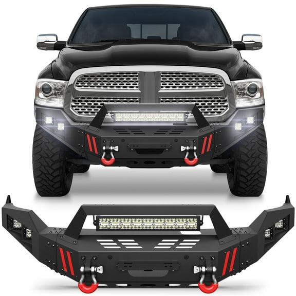 POFENZE Front Bumper for Dodge Ram 1500 2013-2018 and Ram 1500 2019-2024 Classic Truck Bumper for Ram 1500 with Winch Plate