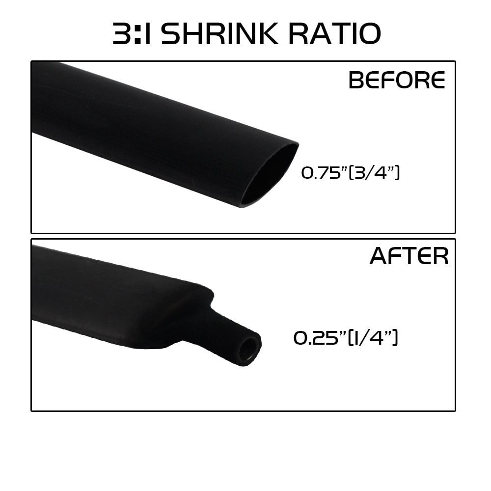 inch/ft/to 50mm 2" ID Black Heat Shrink Tube 2:1 ratio 2.0" wrap 2x24"= 4 feet 