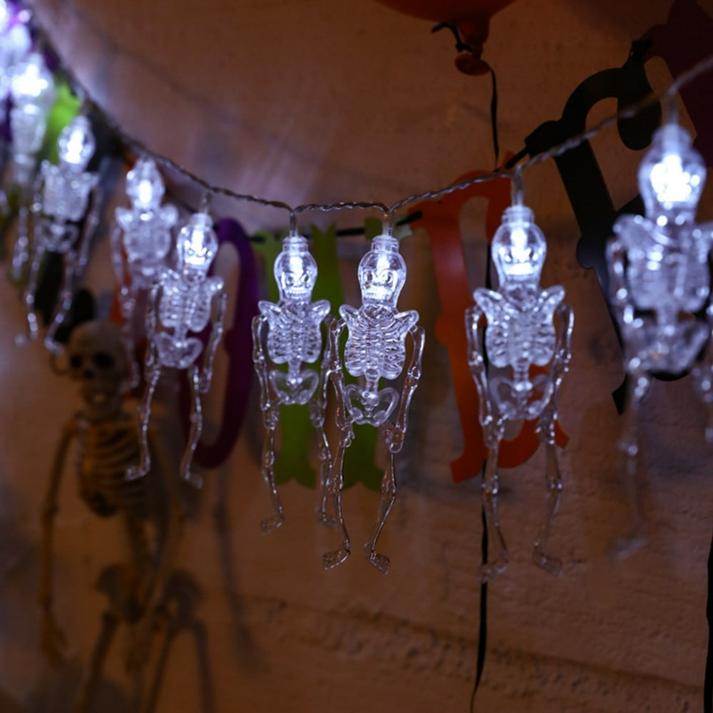 20 LED Hanging Halloween Decor Skull LED String Lights Lanterns Lamp