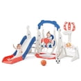 thumbnail image 3 of KORIMEFA 6-in-1 Kids Slide and Swing Set, Toddler Slide with Basketball Hoop, Swing, Outdoor Indoor Playground for Toddlers 1-3, 3 of 16