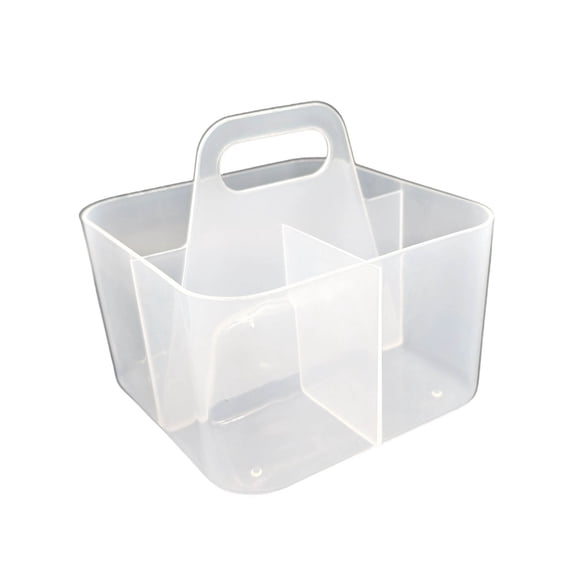 Eqslft Portable Plastic Desk Organizer Caddy with Handle, 3-Compartment Storage Bin for Office Supplies, Makeup Brushes, Bathroom Accessories, Classroom