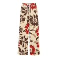 thumbnail image 6 of WTOBBY Women's Printed Wide Leg Pants with Floral High Waist Drawstring Loose Casual Trousers and Functional Pockets for Everyday Fashion ,Beige L, 6 of 6